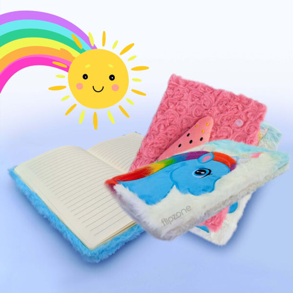 Plush Fluffy Cartoon Diary – Soft Fur Lined Journal