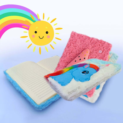 Plush Fluffy Cartoon Diary – Soft Fur Lined Journal