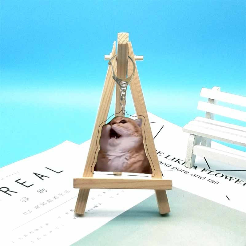 Cat abstract cute funny expression package acrylic keychain pendant