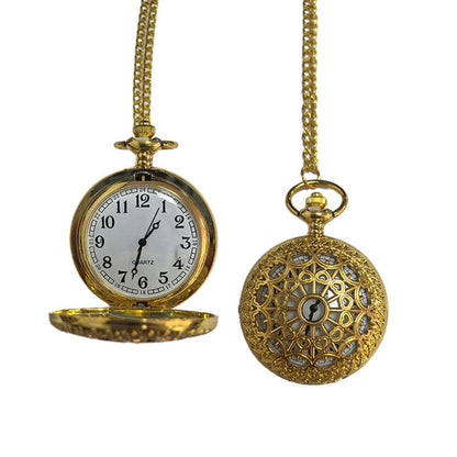 Retro Flip-Cover Pocket Watch — Gold Necklace Pocket Watch