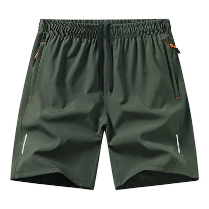 Casual Running Straight-Leg Shorts (with Zipper Pockets and Reflective Strips)