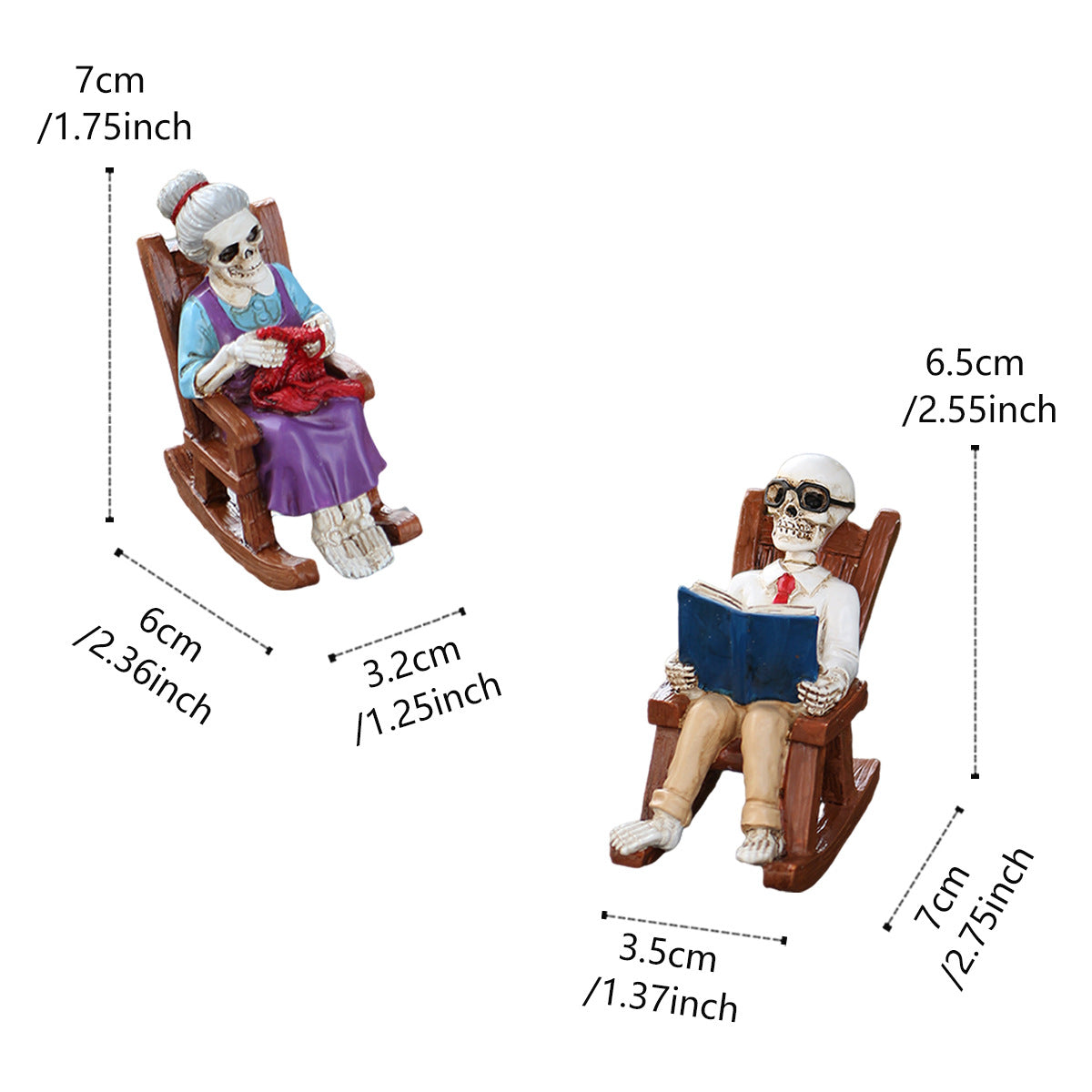 ☠️Skeleton Old Man in Rocking Chair Statue