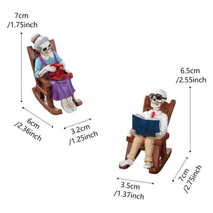 ☠️Skeleton Old Man in Rocking Chair Statue