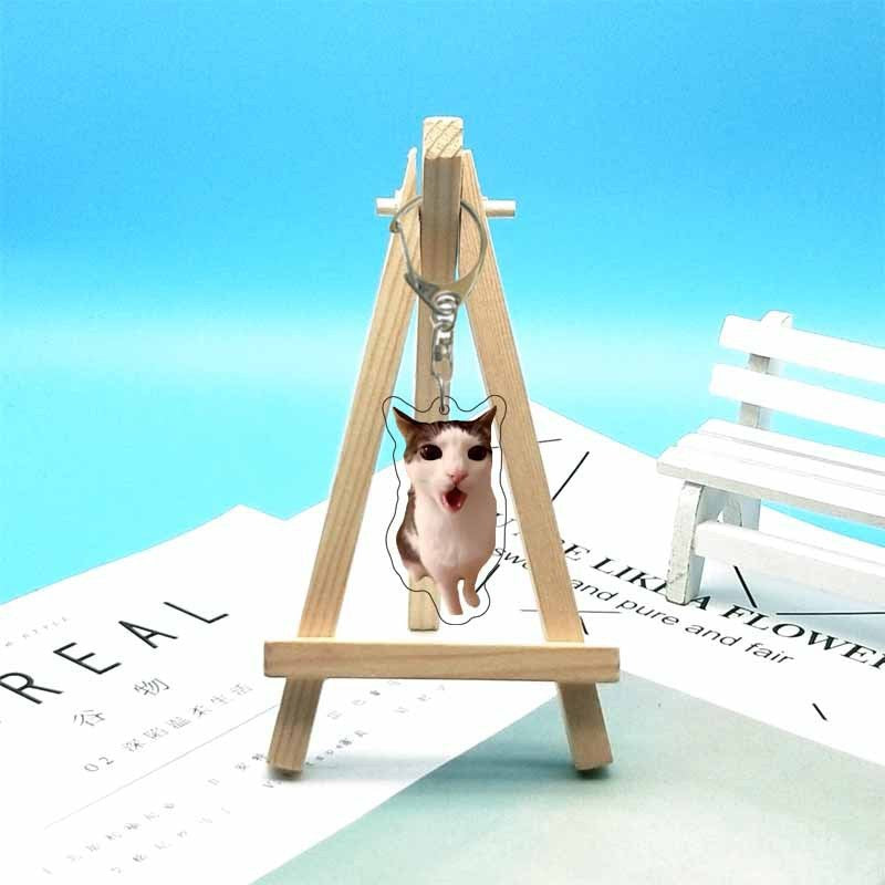 Cat abstract cute funny expression package acrylic keychain pendant