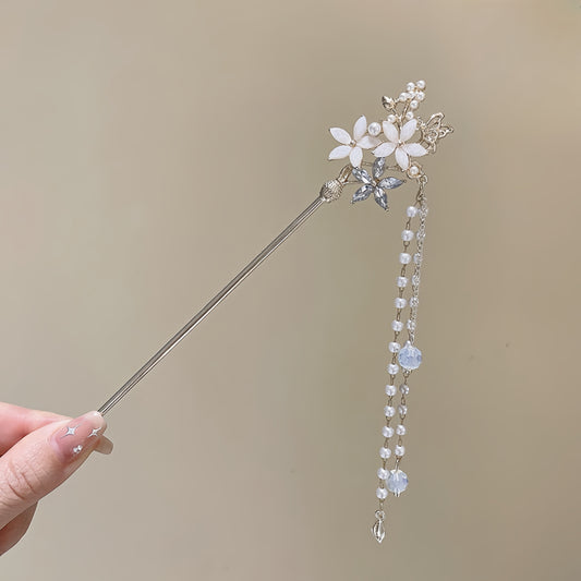 Antique tassel hairpin retro hairpin hair accessories(three flower pearls)
