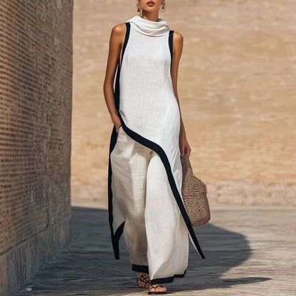 👚 Brand-new sleeveless hooded set with an asymmetrical hem