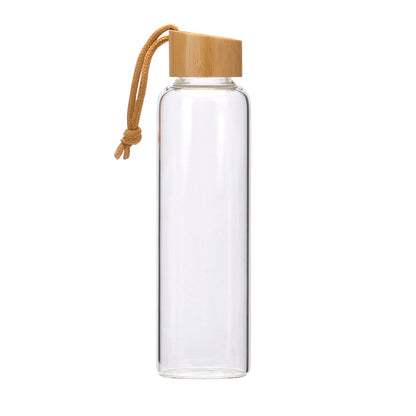 Bamboo lid glass sports water bottle