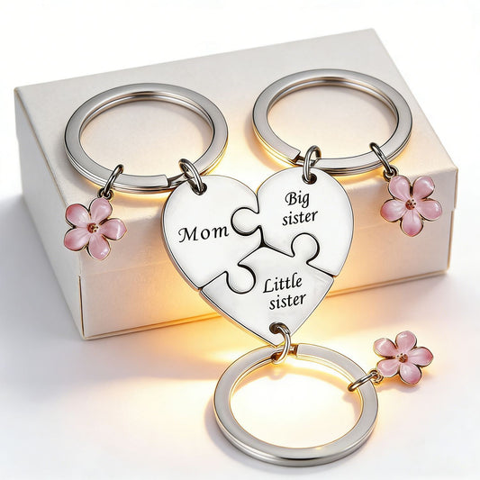 A Three-Person Mother-Daughter Keychain—A Heartwarming and Meaningful Gift