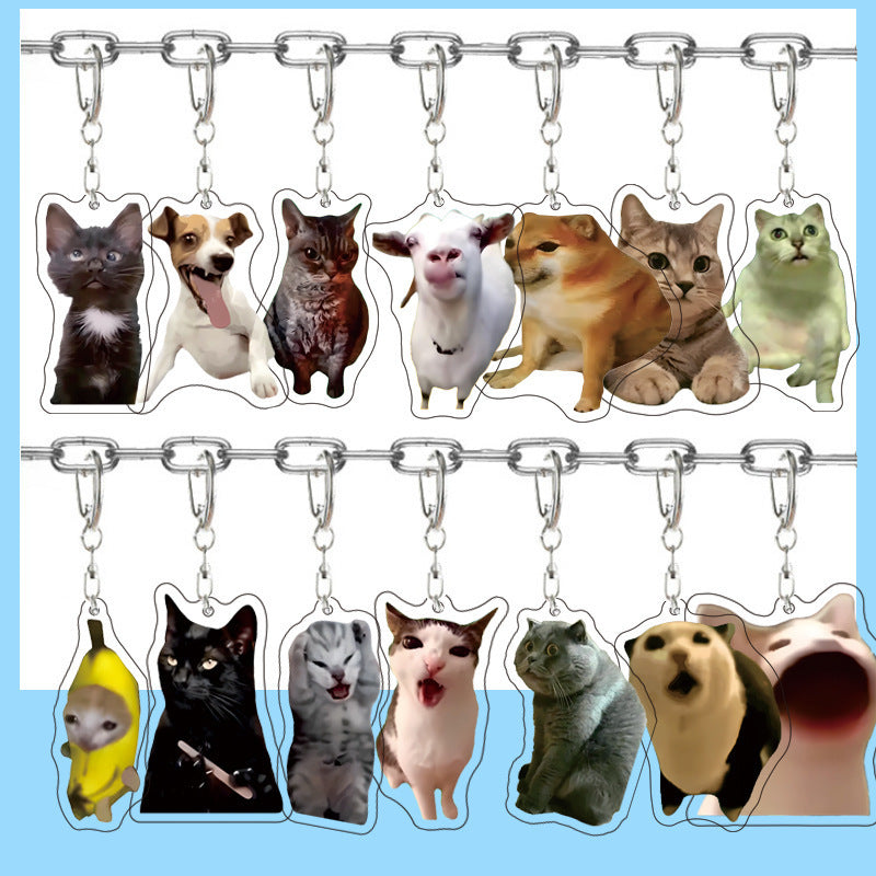 Cat abstract cute funny expression package acrylic keychain pendant