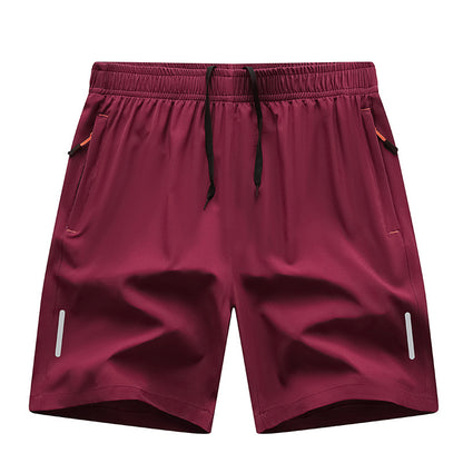 Casual Running Straight-Leg Shorts (with Zipper Pockets and Reflective Strips)