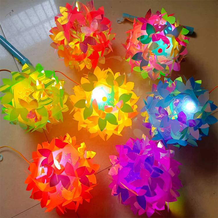 Golden Wing Laser Colored Lantern - Portable Night Light Flower Ball
