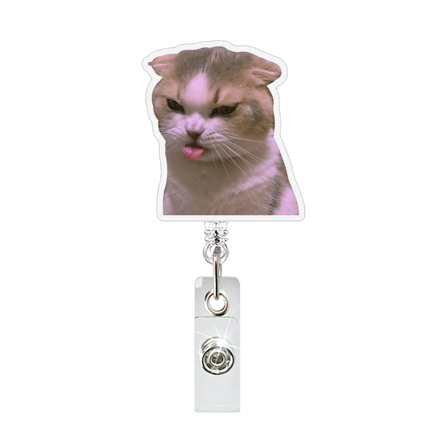 🔥Hot Sale🔥-Funny abstract acrylic pendant, cat expression package easy-pull buckle