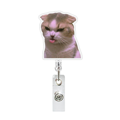 🔥Hot Sale🔥-Funny abstract acrylic pendant, cat expression package easy-pull buckle