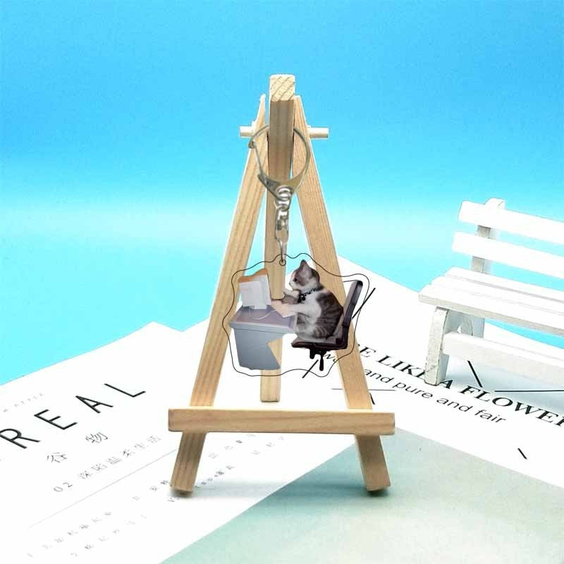 Cat abstract cute funny expression package acrylic keychain pendant