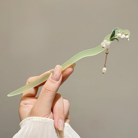 Antique tassel hairpin retro hairpin hair accessories（clear autumn leaves）