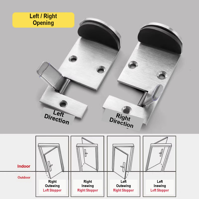 Drill-free stainless steel door stop