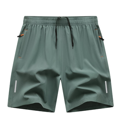 Casual Running Straight-Leg Shorts (with Zipper Pockets and Reflective Strips)