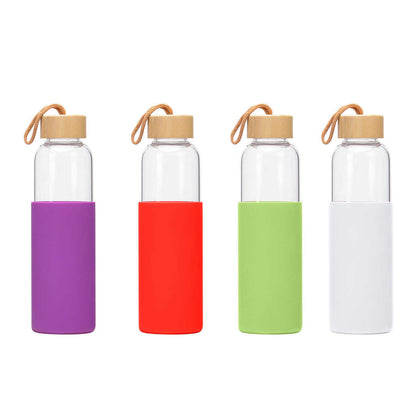 Bamboo lid glass sports water bottle