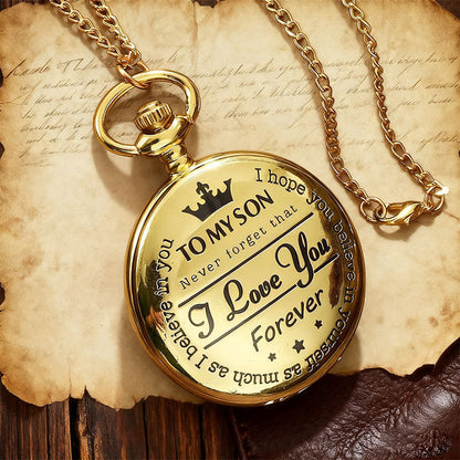 Retro Flip-Cover Pocket Watch — Gold Necklace Pocket Watch