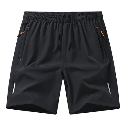 Casual Running Straight-Leg Shorts (with Zipper Pockets and Reflective Strips)