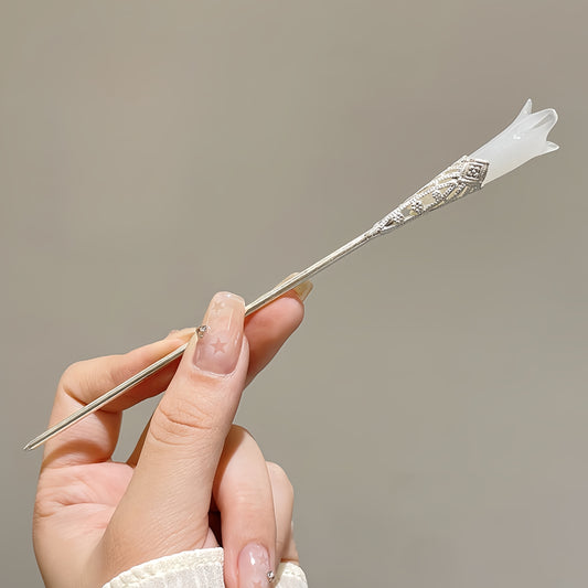 Antique tassel hairpin retro hairpin hair accessories(white jade candle)