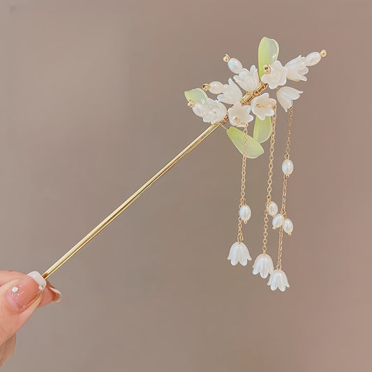 Antique tassel hairpin retro hairpin hair accessories(Bell orchid)