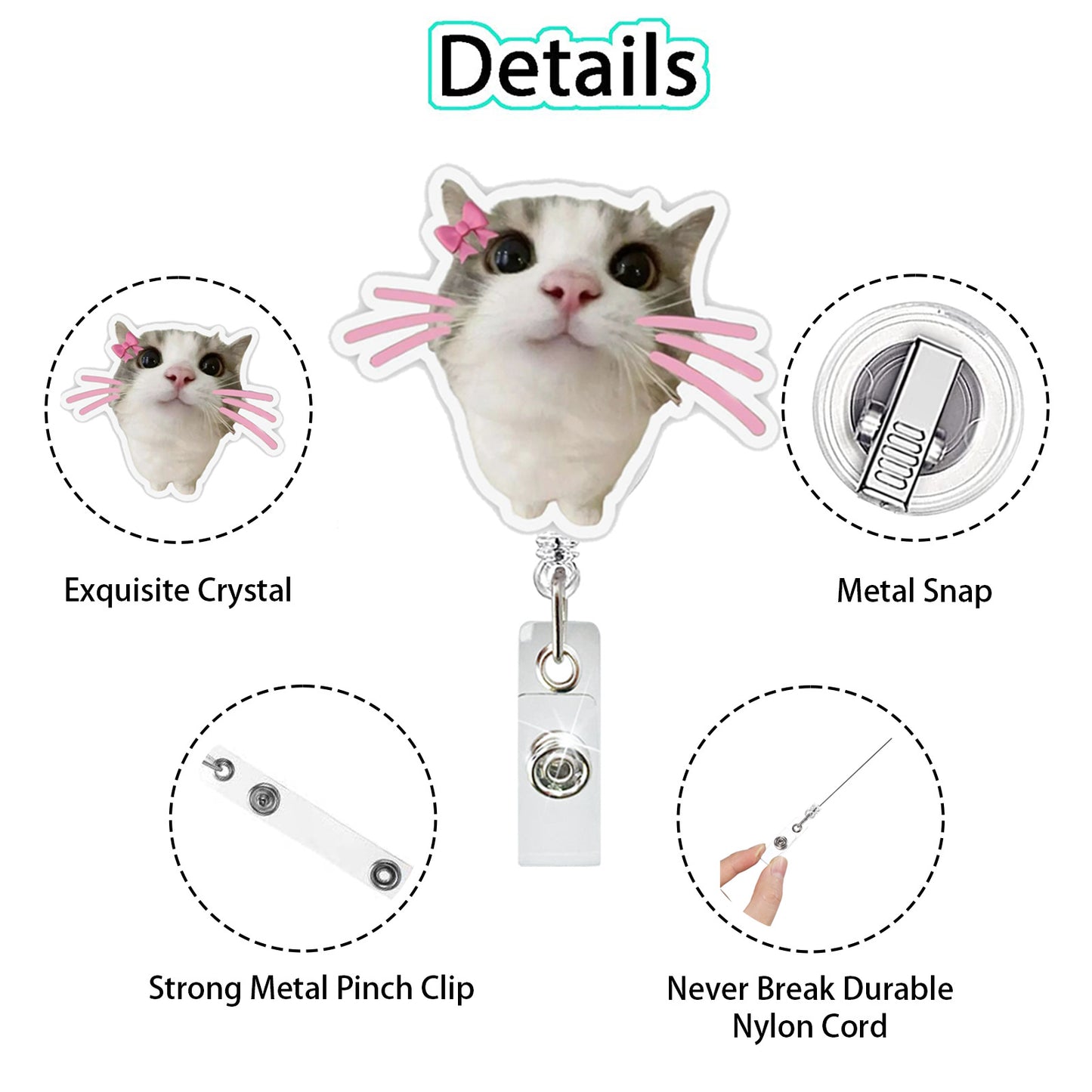 🔥Hot Sale🔥-Funny abstract acrylic pendant, cat expression package easy-pull buckle