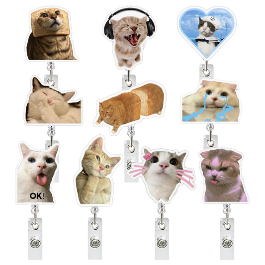 🔥Hot Sale🔥-Funny abstract acrylic pendant, cat expression package easy-pull buckle