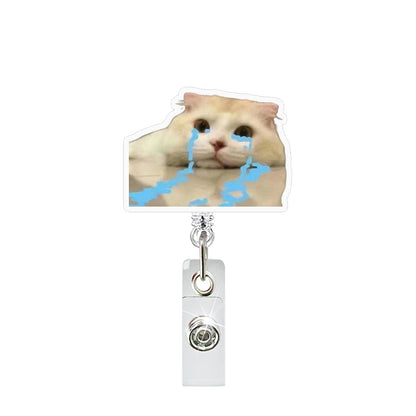 🔥Hot Sale🔥-Funny abstract acrylic pendant, cat expression package easy-pull buckle
