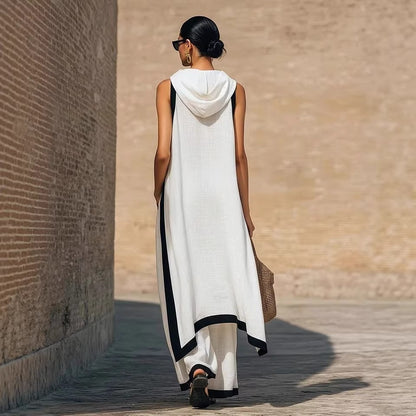 👚 Brand-new sleeveless hooded set with an asymmetrical hem