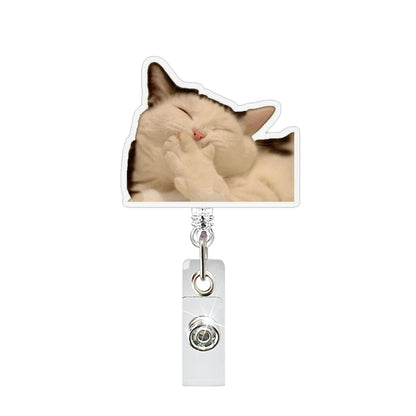 🔥Hot Sale🔥-Funny abstract acrylic pendant, cat expression package easy-pull buckle