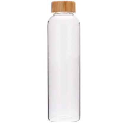 Bamboo lid glass sports water bottle