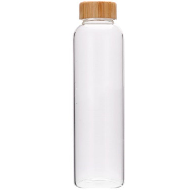 Bamboo lid glass sports water bottle