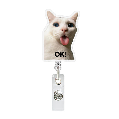🔥Hot Sale🔥-Funny abstract acrylic pendant, cat expression package easy-pull buckle