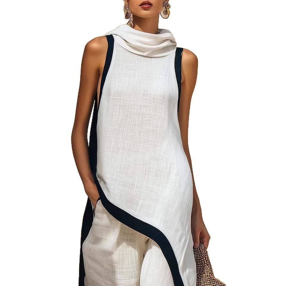 👚 Brand-new sleeveless hooded set with an asymmetrical hem
