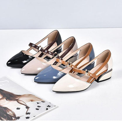 Spring And Summer Leather Casual Shoes  And  New Belt Buckle Solid Color Plus Size Women's Sandals