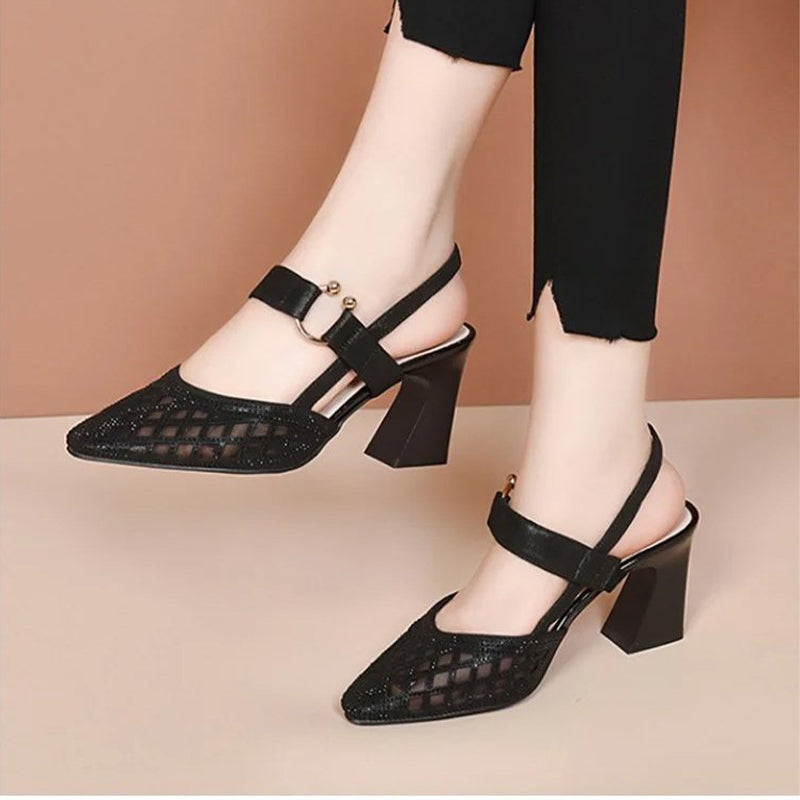 🎁This Week's Special Price $28.99💥Pointy Toe Ankle Strap Rhinestone Sandals