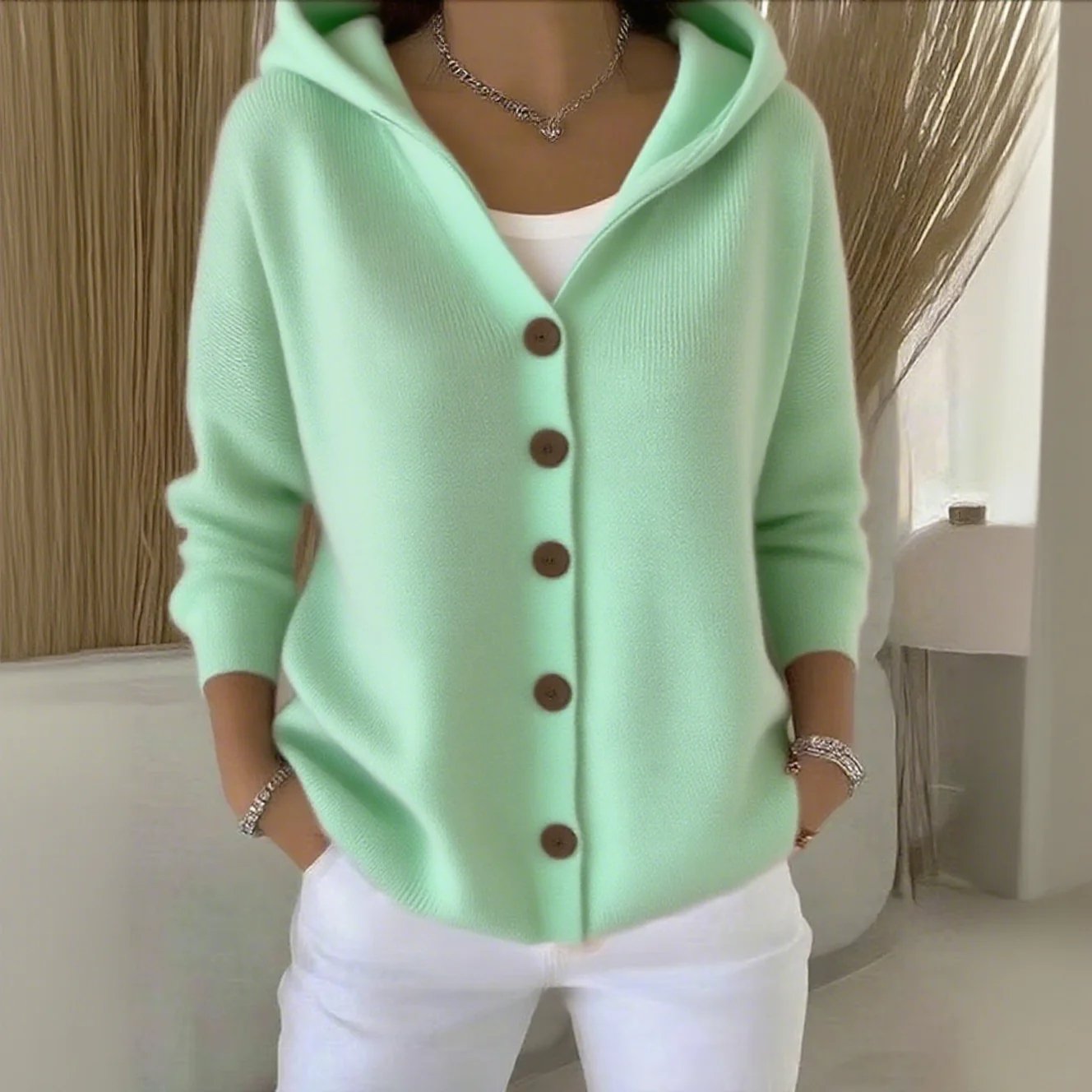🔥Women Cotton Plain Long Sleeve Comfy Casual Cardigan