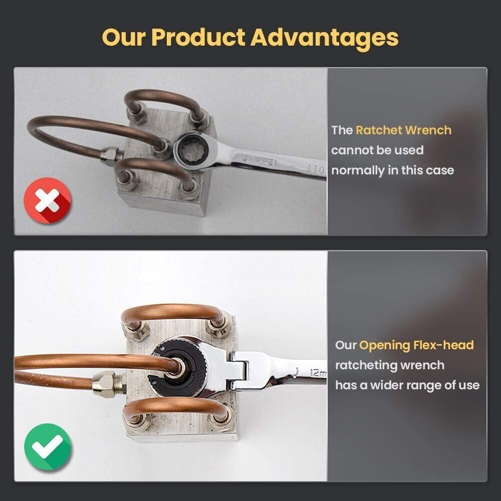 🔥🔥Open Tubing Ratchet Wrench (Fixed Head-Flexible Head 2 IN 1)