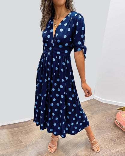 🔥🌷New Products Promotion 48% OFF - 💃Deep V-neck polka-dot dress