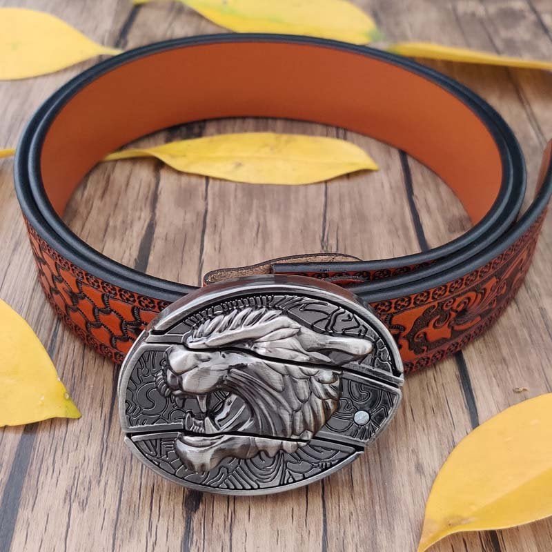 🔥LAST DAY 50% OFF🔥Fashion Punk Hidden Folding Knife Leather Belt