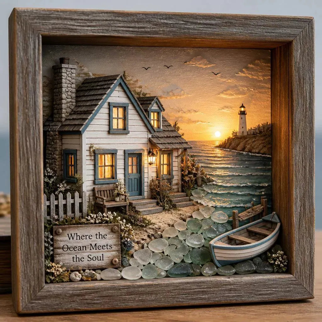 🌊✨Limited-Time Hot Seller🗼Sea Glass Shadow Box Night Light