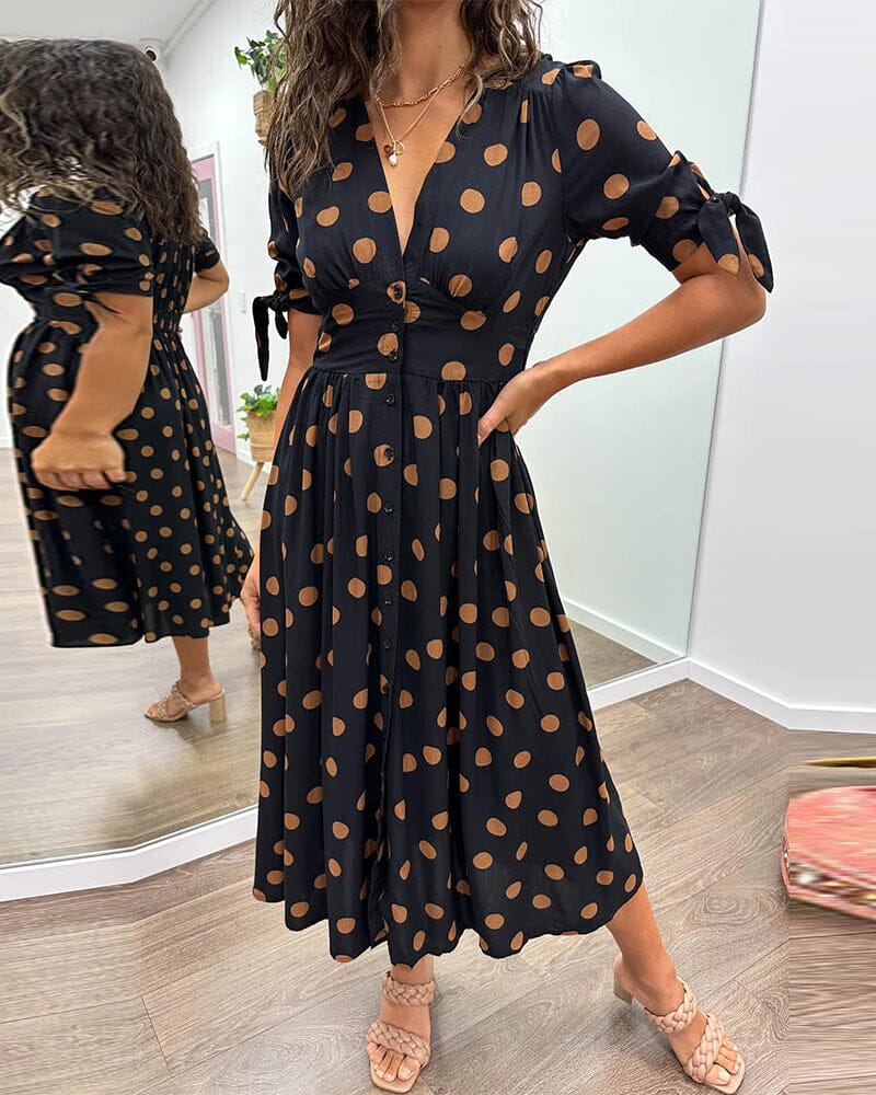 🔥🌷New Products Promotion 48% OFF - 💃Deep V-neck polka-dot dress