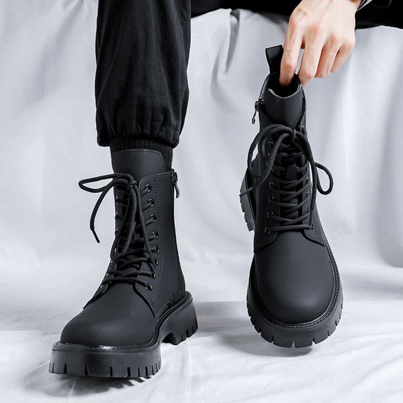 Men’s Side-zip Leather Ankle Boots Black