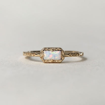 Natural Moss Agate /Blue Topaz /Opal Wedding Band Ring Sterling Silver Art Deco Unique Baguette Cut Green Agate Anniversary Rings
