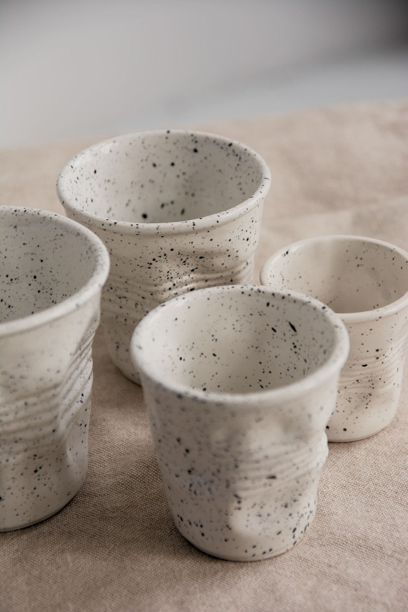 ✨Last Week of Discounts✨White Speckled Ceramic Mug: Hand-Dotted Cup and Artisan Tableware