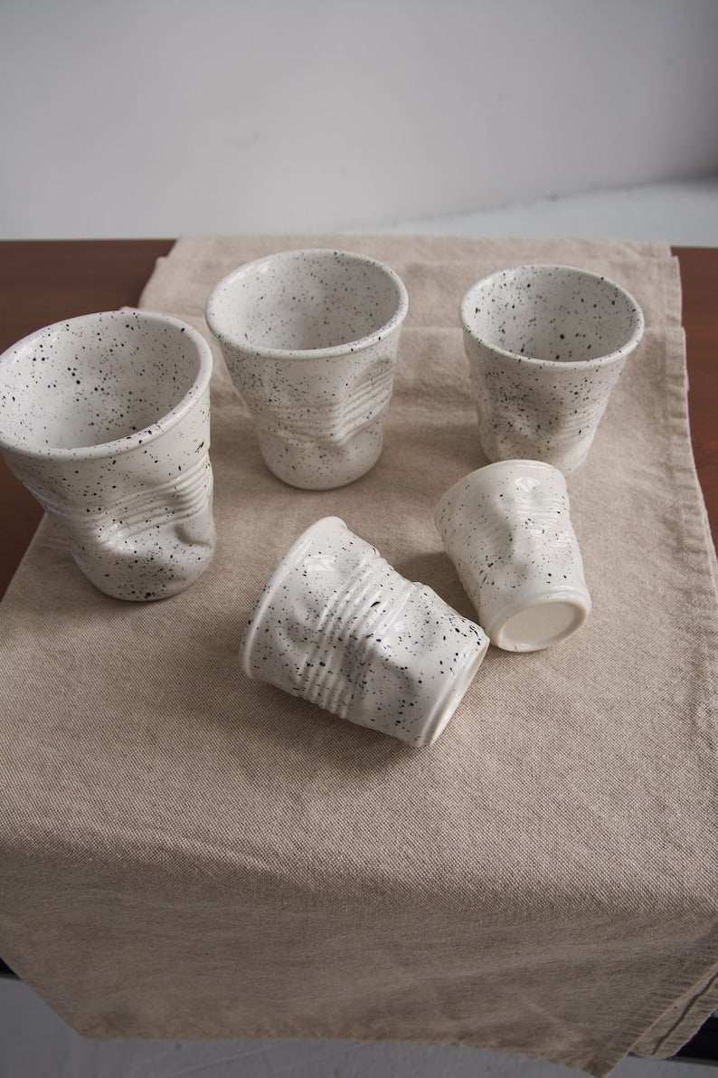 ✨Last Week of Discounts✨White Speckled Ceramic Mug: Hand-Dotted Cup and Artisan Tableware