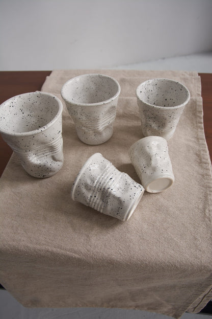 ✨Last Week of Discounts✨White Speckled Ceramic Mug: Hand-Dotted Cup and Artisan Tableware