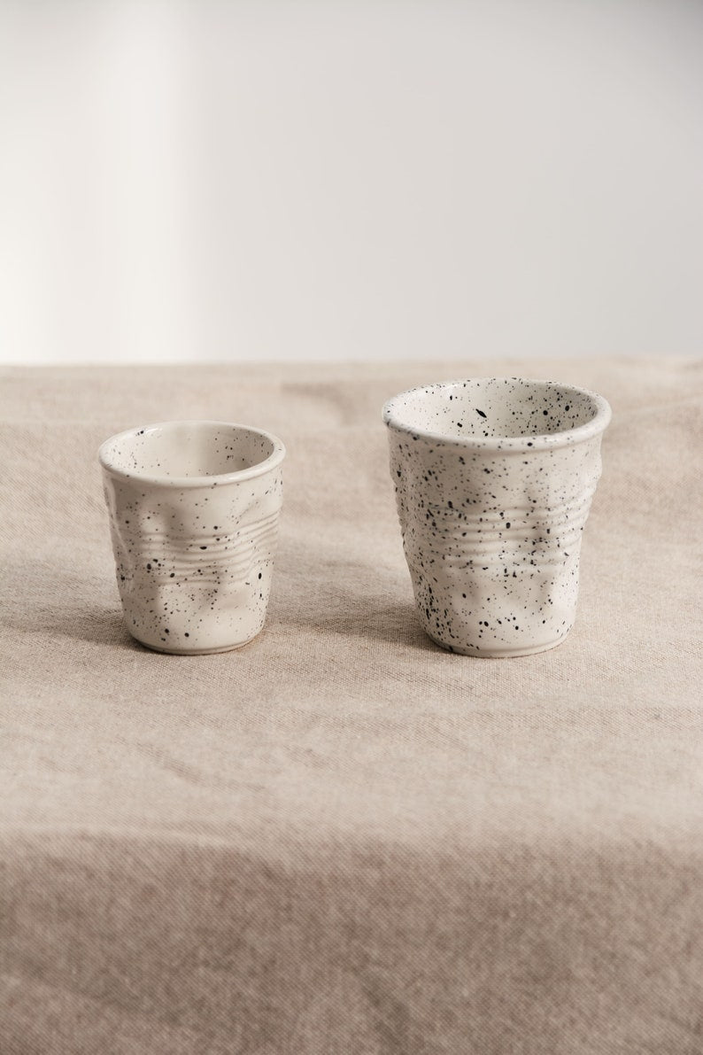 ✨Last Week of Discounts✨White Speckled Ceramic Mug: Hand-Dotted Cup and Artisan Tableware