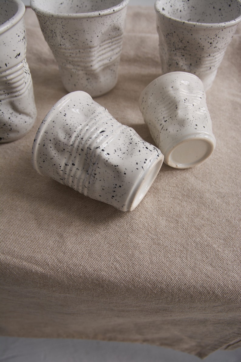 ✨Last Week of Discounts✨White Speckled Ceramic Mug: Hand-Dotted Cup and Artisan Tableware